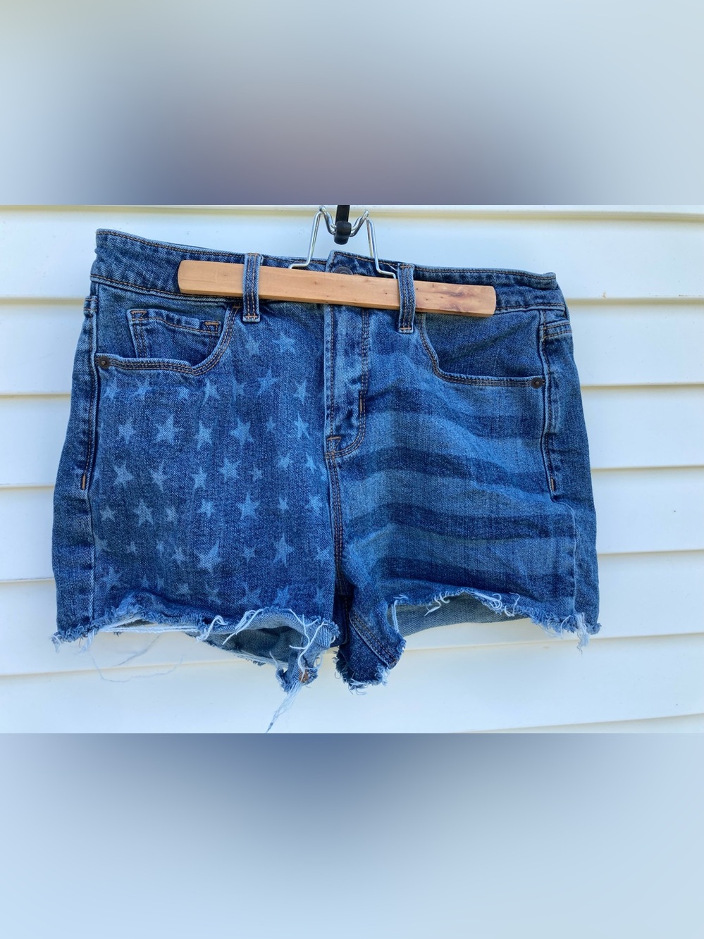 Denim American Flag Women’s Shorts - Blue